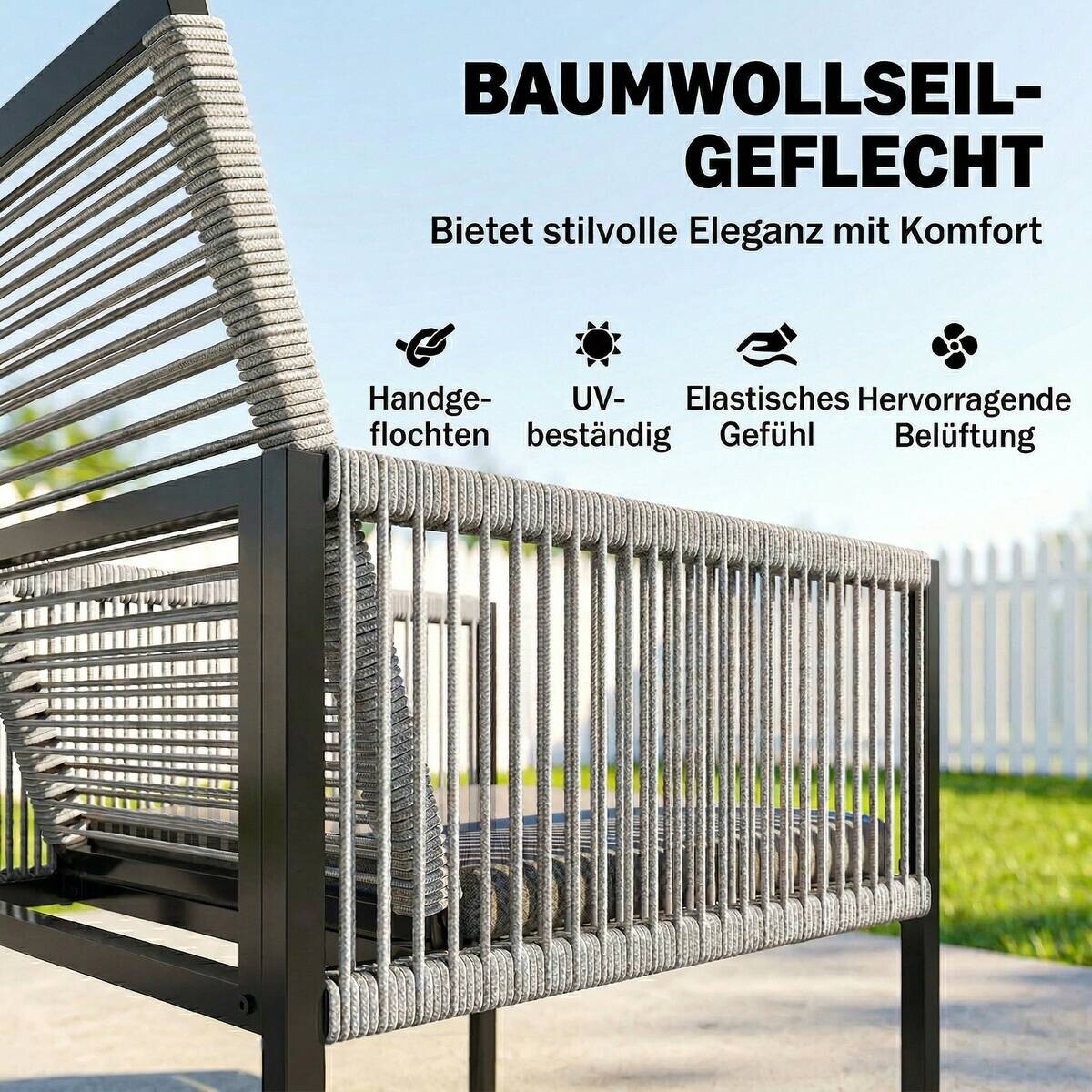 Outsunny Gartensitzgruppe hellgrau Glas B/H/L: ca. 120x72x120 cm