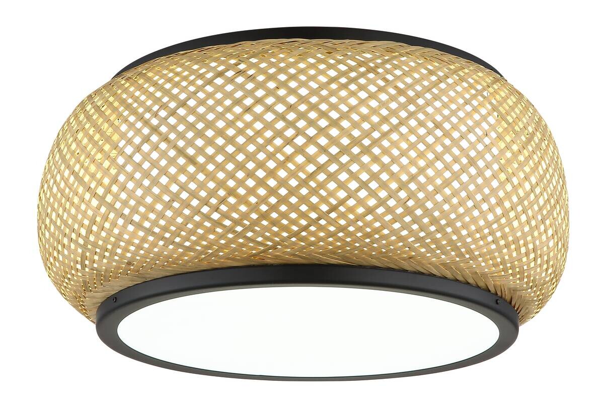 GLOBO Deckenleuchte mattschwarz natur Metall Bambus H/D: ca. 19,2x38 cm 1 Brennstellen