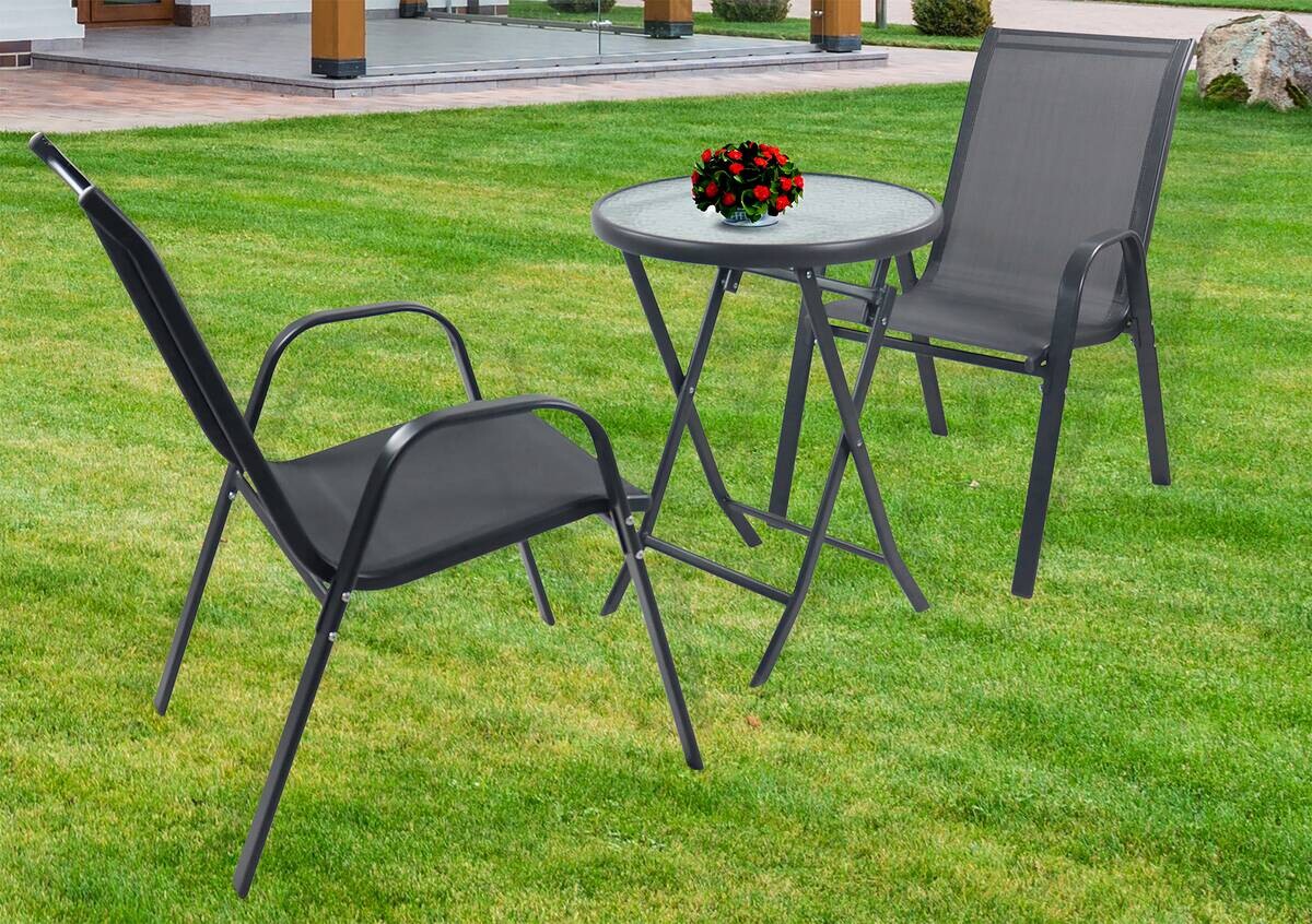 VCM Gartentisch anthrazit Metall B/H/L: ca. 55x70x55 cm
