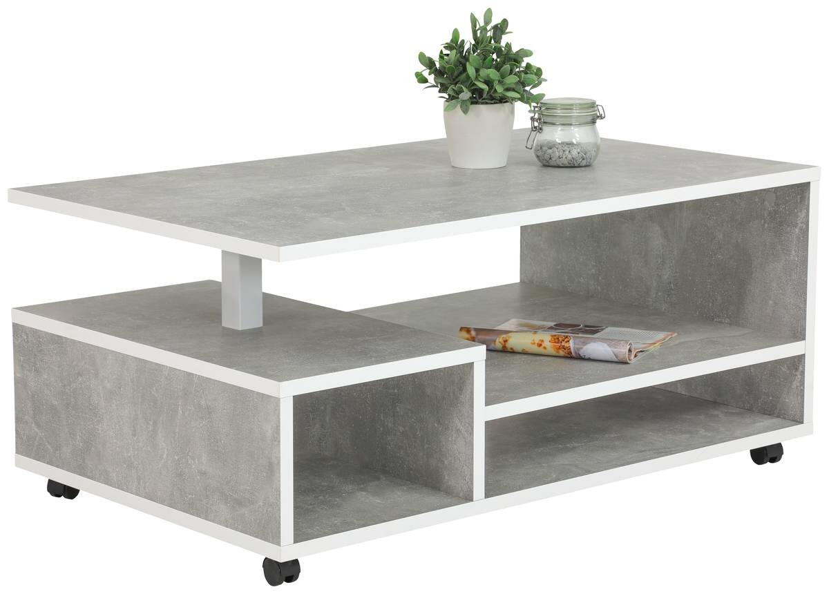Couchtisch Eike Beton Optik weiß Nachbildung B/H/T: ca. 110x50x68 cm