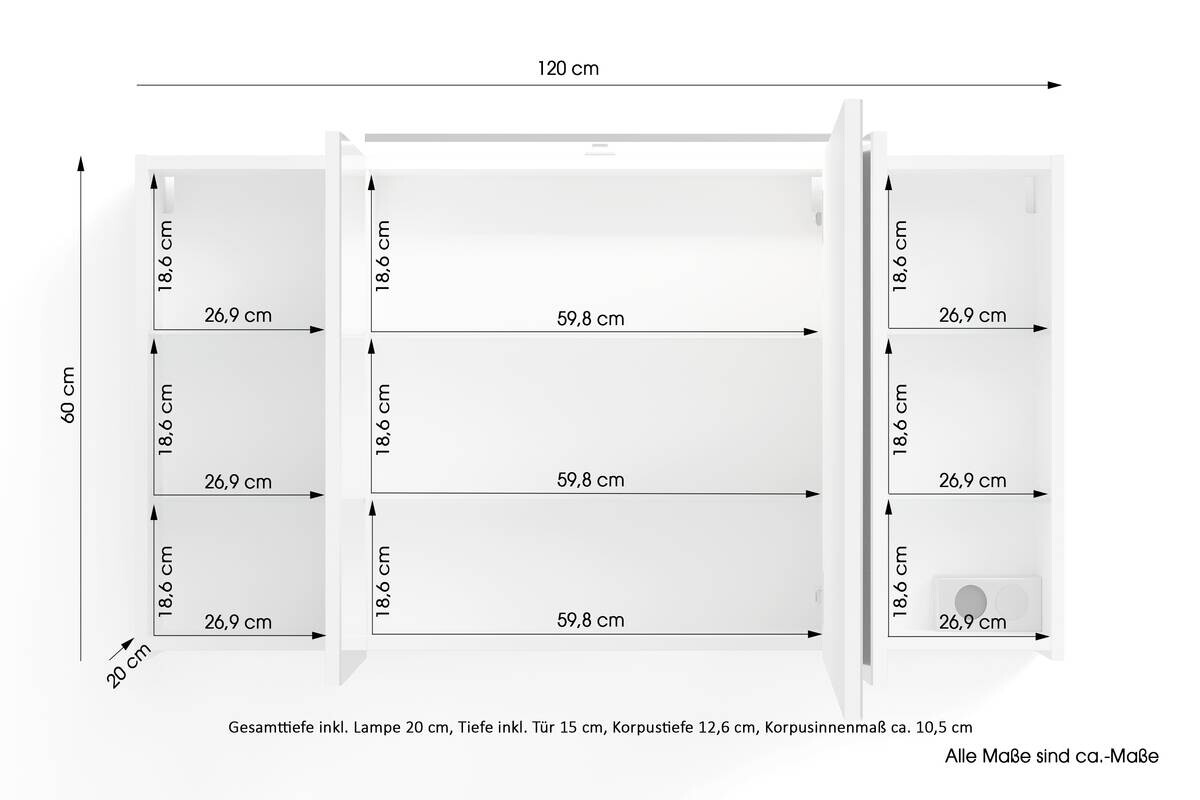 Spiegelschrank SPREE anthrazit B/H/T: ca. 120x60x15 cm