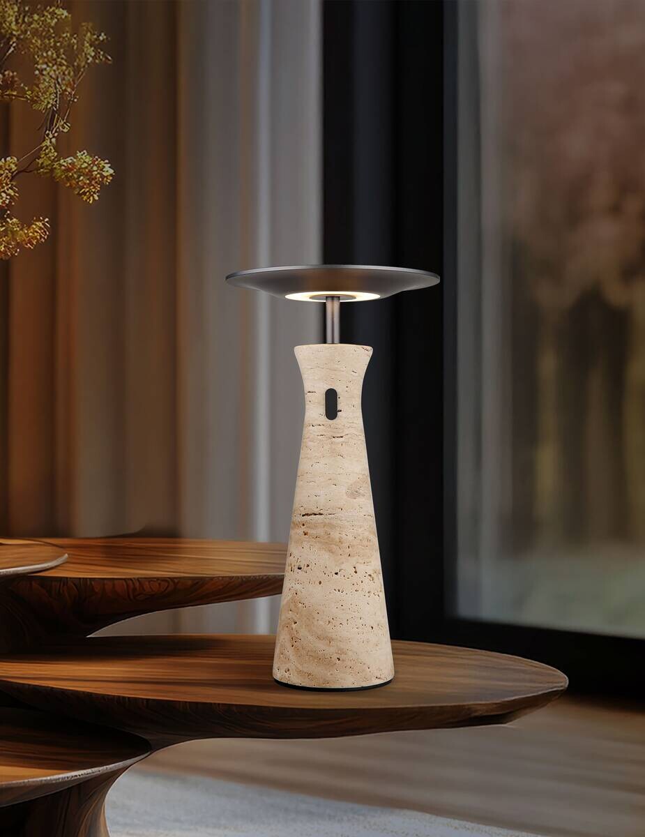 GLOBO Tischleuchte Graphit grau Opal Aluminium Stein H/D: ca. 33,6x20 cm 1 Brennstellen