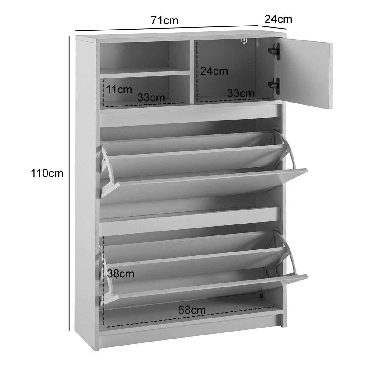 Schuhschrank weiß B/H/T: ca. 71x110x24 cm