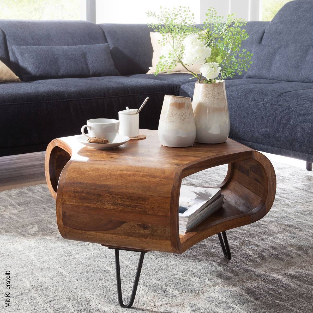 Couchtisch natur schwarz B/H/T: ca. 55x38x55 cm