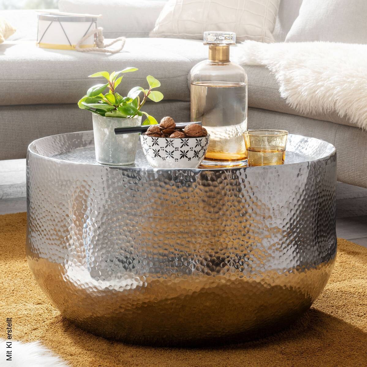 Couchtisch silber B/H/T: ca. 60x35x60 cm