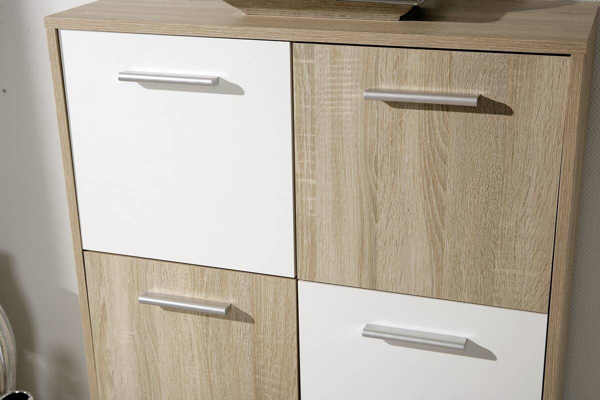 Kommode Egadi Eiche Sonoma Nachbildung weiß B/H/T: ca. 77x115x30 cm