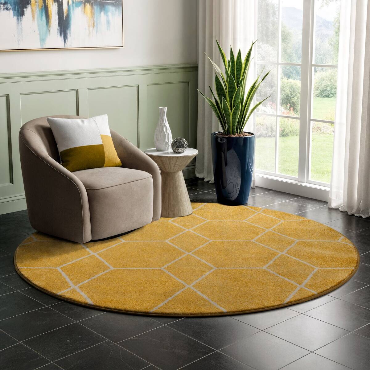 Sanat Teppich Trellis gelb B/L: ca. 200x200 cm