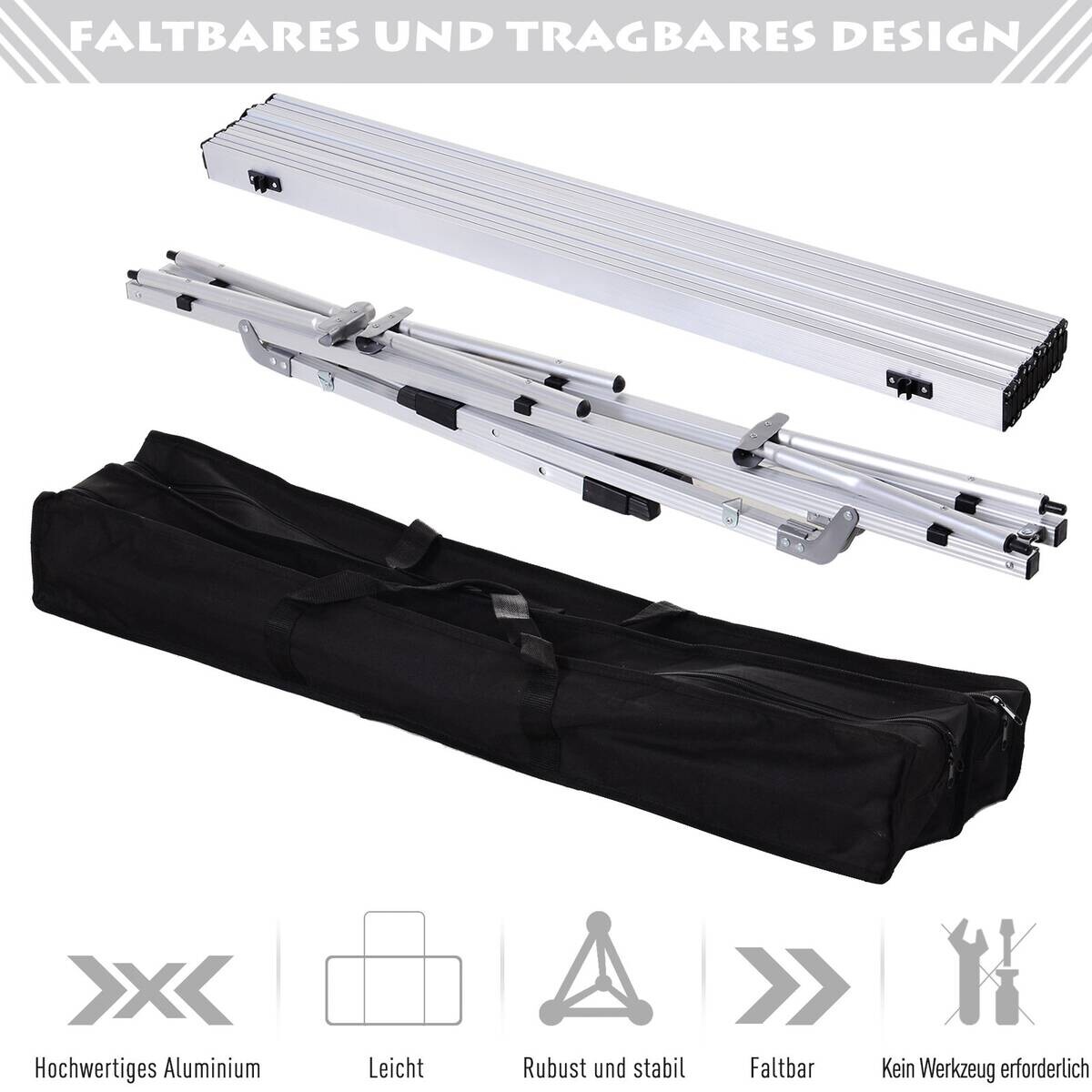 Outsunny Picknicktisch silber Aluminium B/H/L: ca. 70x73x120 cm