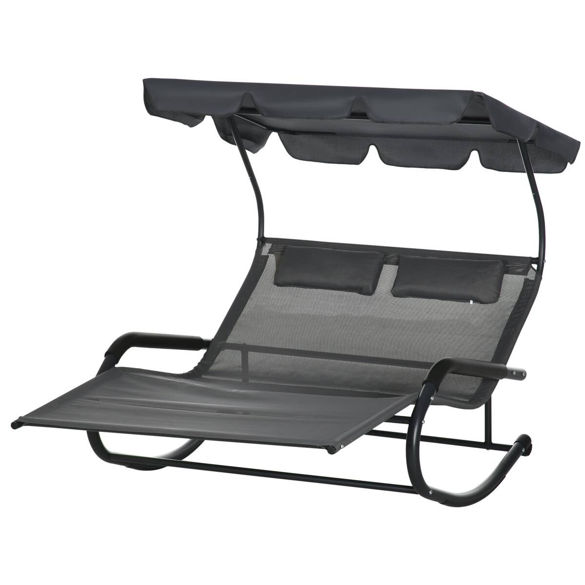 Outsunny Doppel-Sonnenliege dunkelgrau Schaumstoff B/H/L: ca. 139x140x200 cm