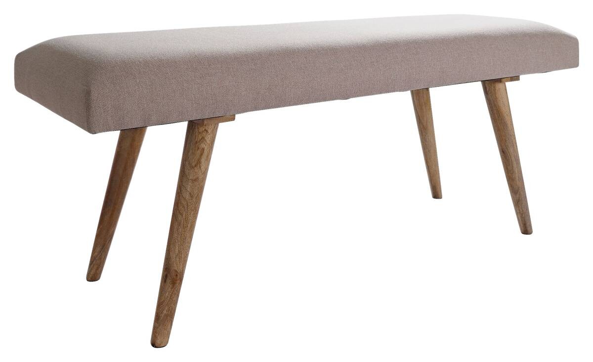 Wohnling Sitzbank beige natur Stoff Echtholz B/H/T: ca. 117x51x38 cm