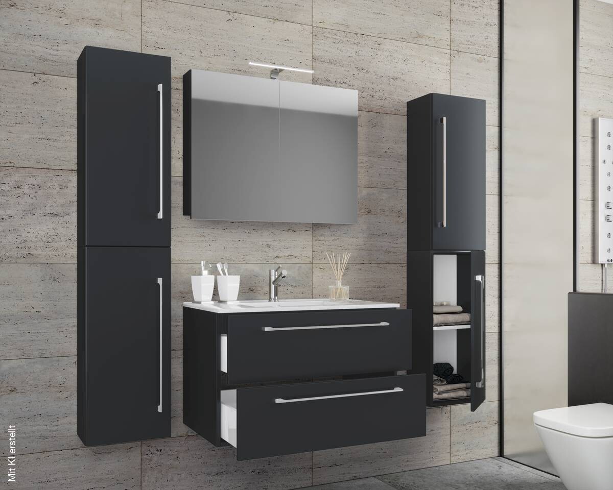 Waschplatz 5tlg-Badinos schwarz B/H/T: ca. 60x50x46 cm