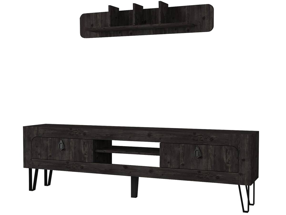 Wohnwand Emerald Rebab braun dunkelgrau B/H/T: ca. 180x55x30 cm