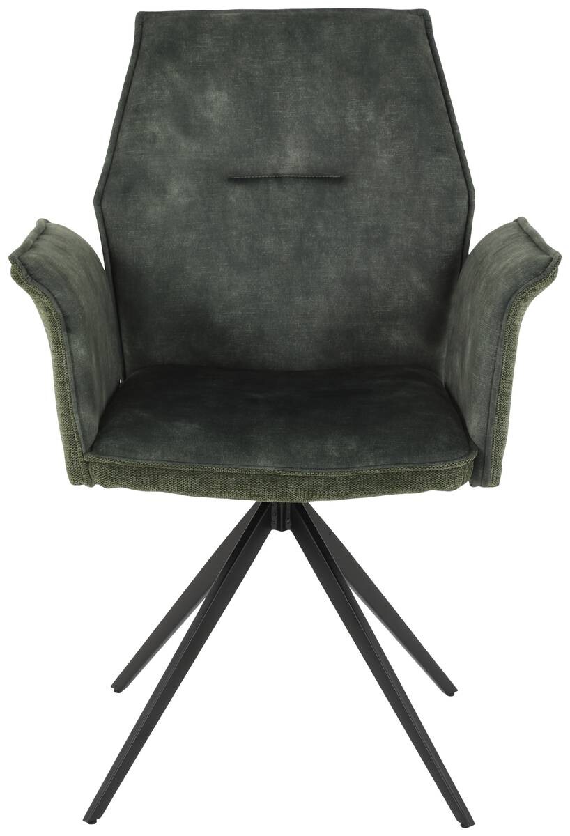 Armlehnstuhl 4er Set SUSANNE grün Vintage schwarz Webstoff Metall Microfaser B/H/T: ca. 65x92x64 cm