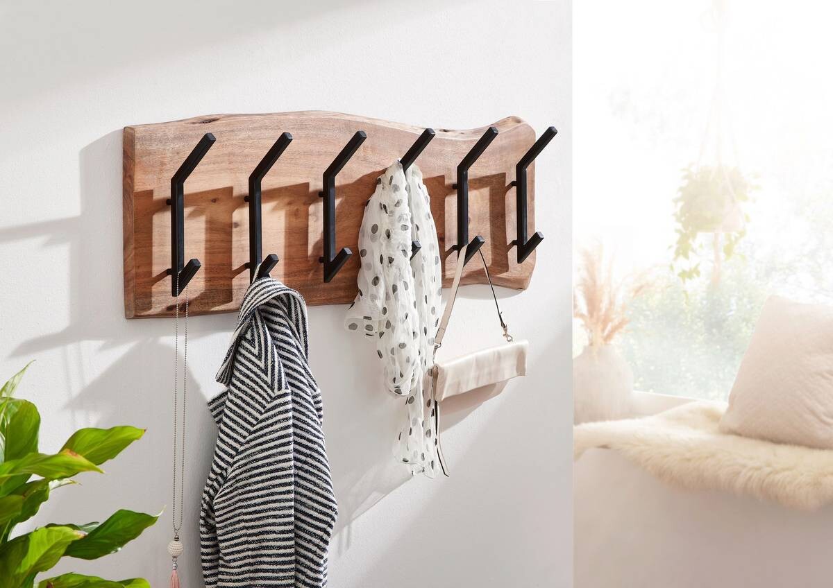 Wandgarderobe natur schwarz pulverbeschichtet B/H/T: ca. 100x29x12,5 cm