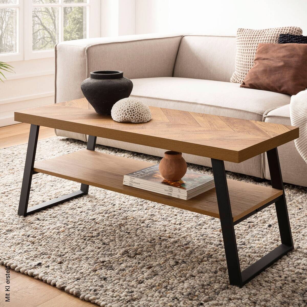 Couchtisch Eiche Optik schwarz B/H/T: ca. 100x41x40 cm