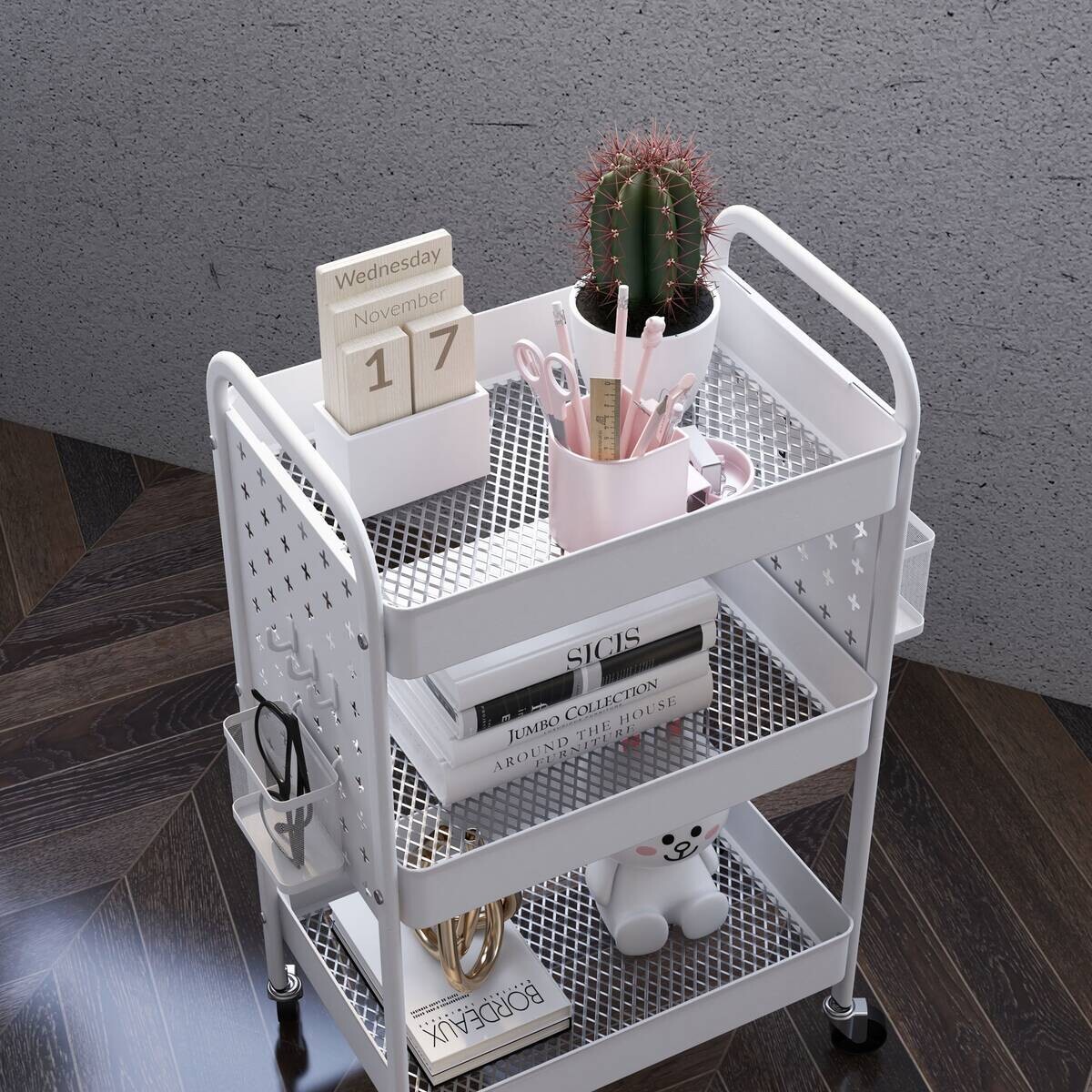 HOMCOM Küchenwagen weiß Edelstahl B/H/L: ca. 30,5x53,5x75 cm