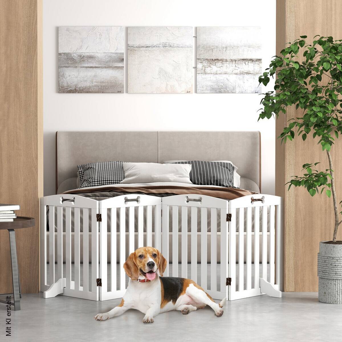 PawHut Hundegitter weiß MDF B/H/L: ca. 30x61x207,5 cm