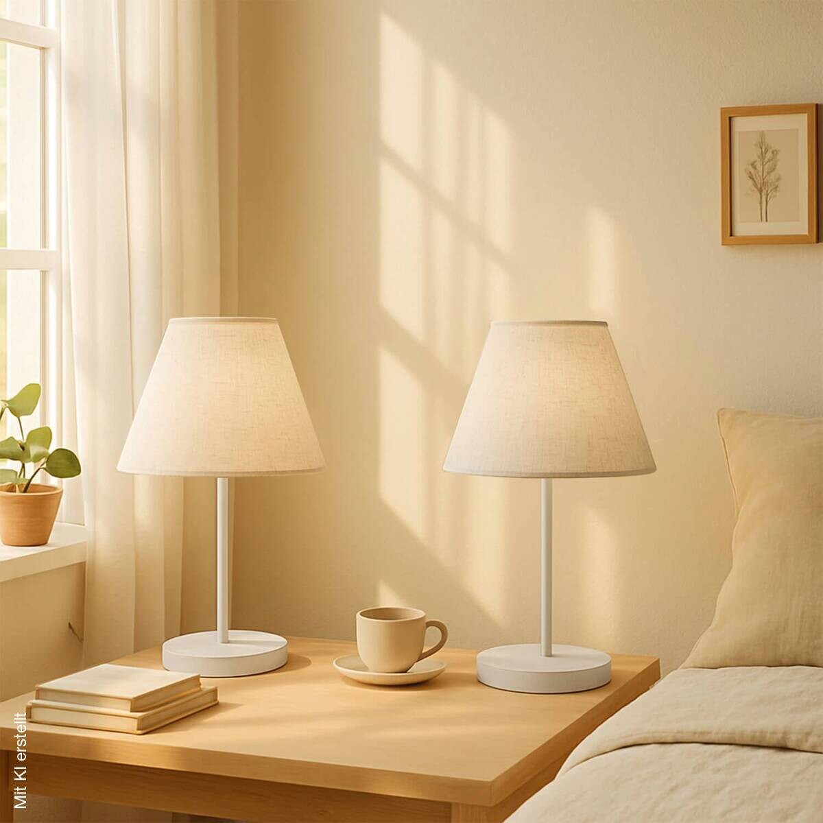 Tischleuchte creme B/H/L/D: ca. 22x37x22x22 cm E27 1 Brennstellen