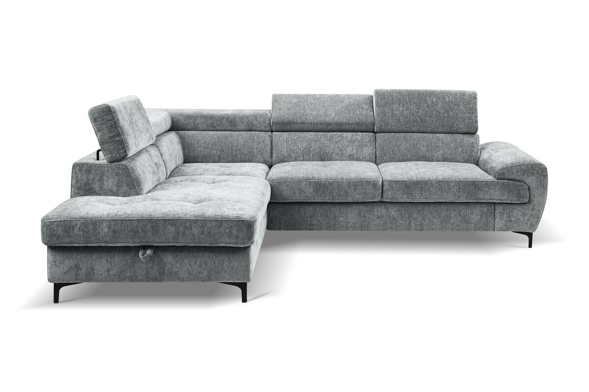 Ecksofa mit Bettfunktion und Bettkasten dunkelgrau Microfaser B/H/T: ca. 256x73x202 cm