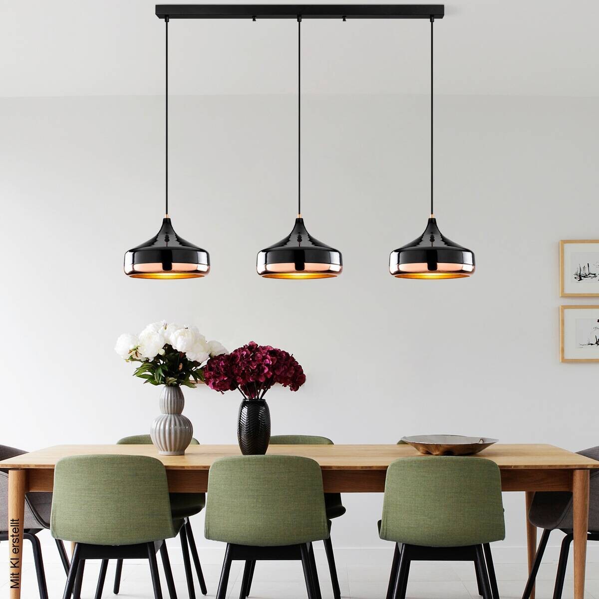 Opviq Pendelleuchte Yldo schwarz B/H/T/L: ca. 146x122x36x146 cm E27 3 Brennstellen