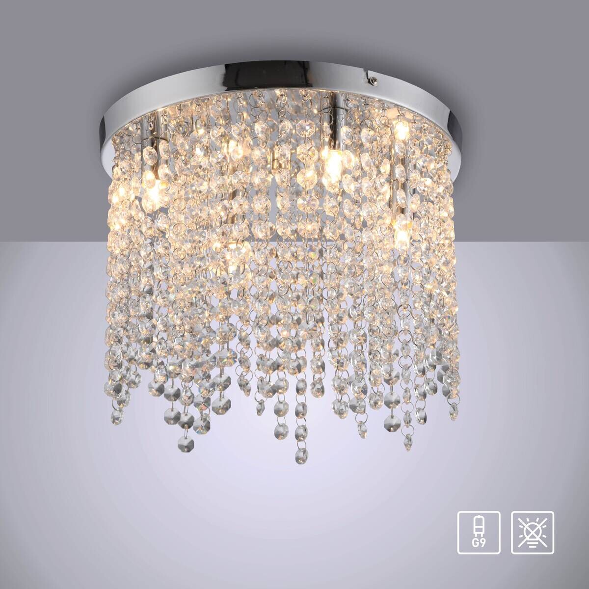 Just Light LED-Kronleuchter Kulunka Chrom B/H/L: ca. 30x22x30 cm 4 Brennstellen
