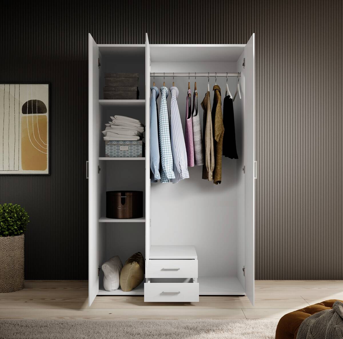 Kleiderschrank Paul weiß B/H/T: ca. 120x195x55 cm