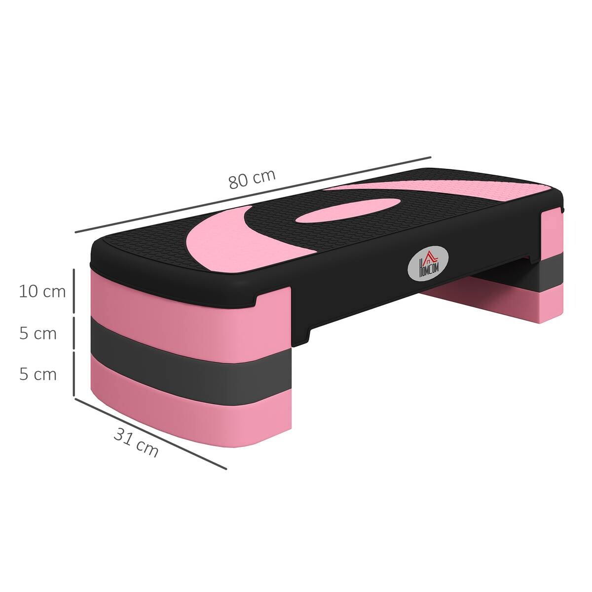HOMCOM Steppbrett rosa Kunststoff B/H/L: ca. 31x20x80 cm