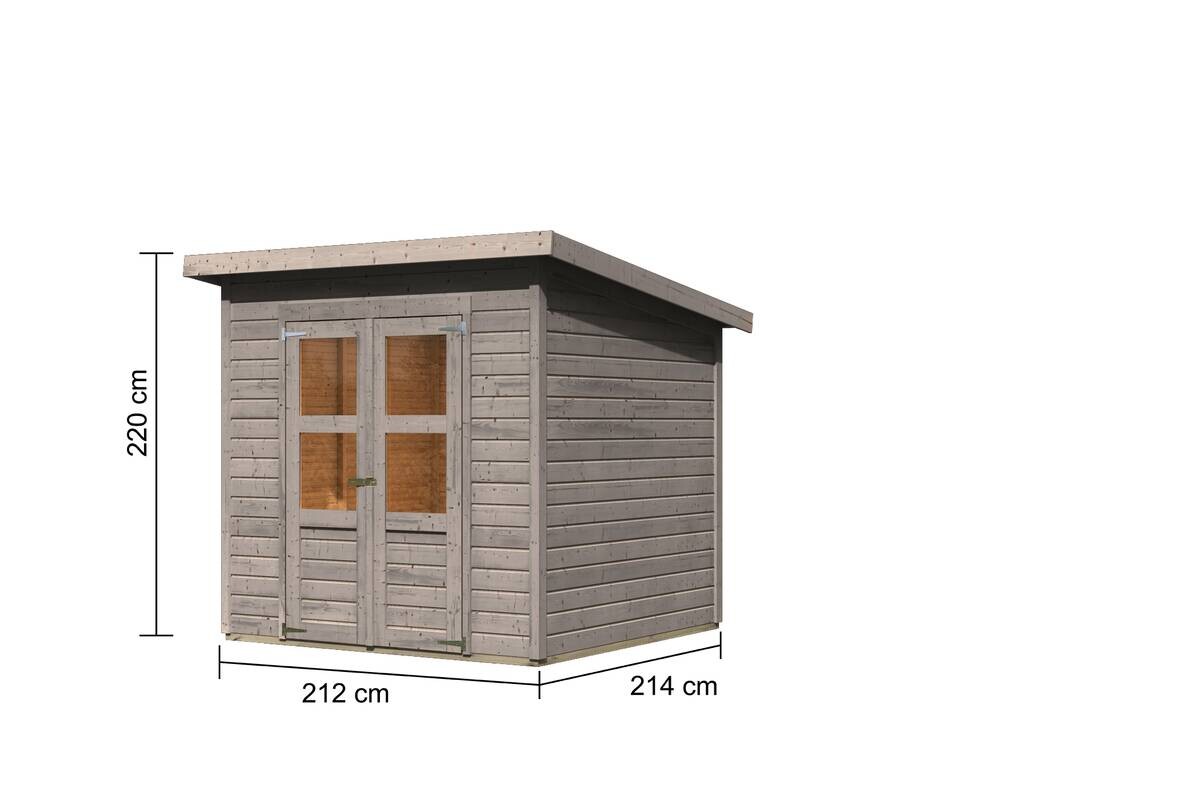Karibu Gartenhaus Tony 1 grau B/H/L: ca. 214x219x210 cm
