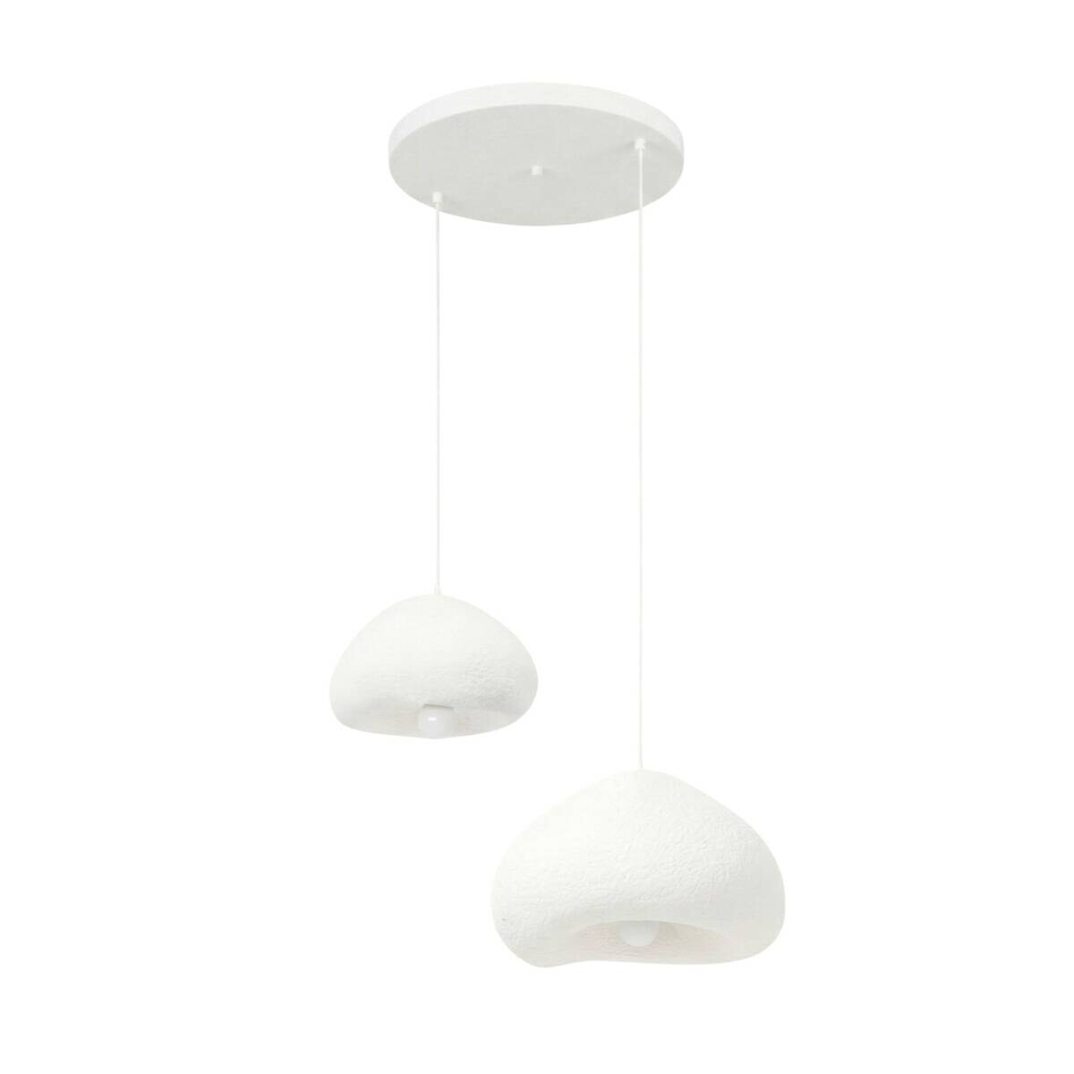 Opviq Pendelleuchte weiß Metall Fiberglas B/T/L: ca. 70x70x70 cm E27 2 Brennstellen