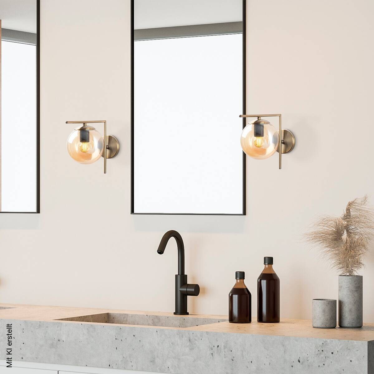 Opviq Wandleuchte Glas Metall B/H/L: ca. 28x23x15 cm E14 1 Brennstellen