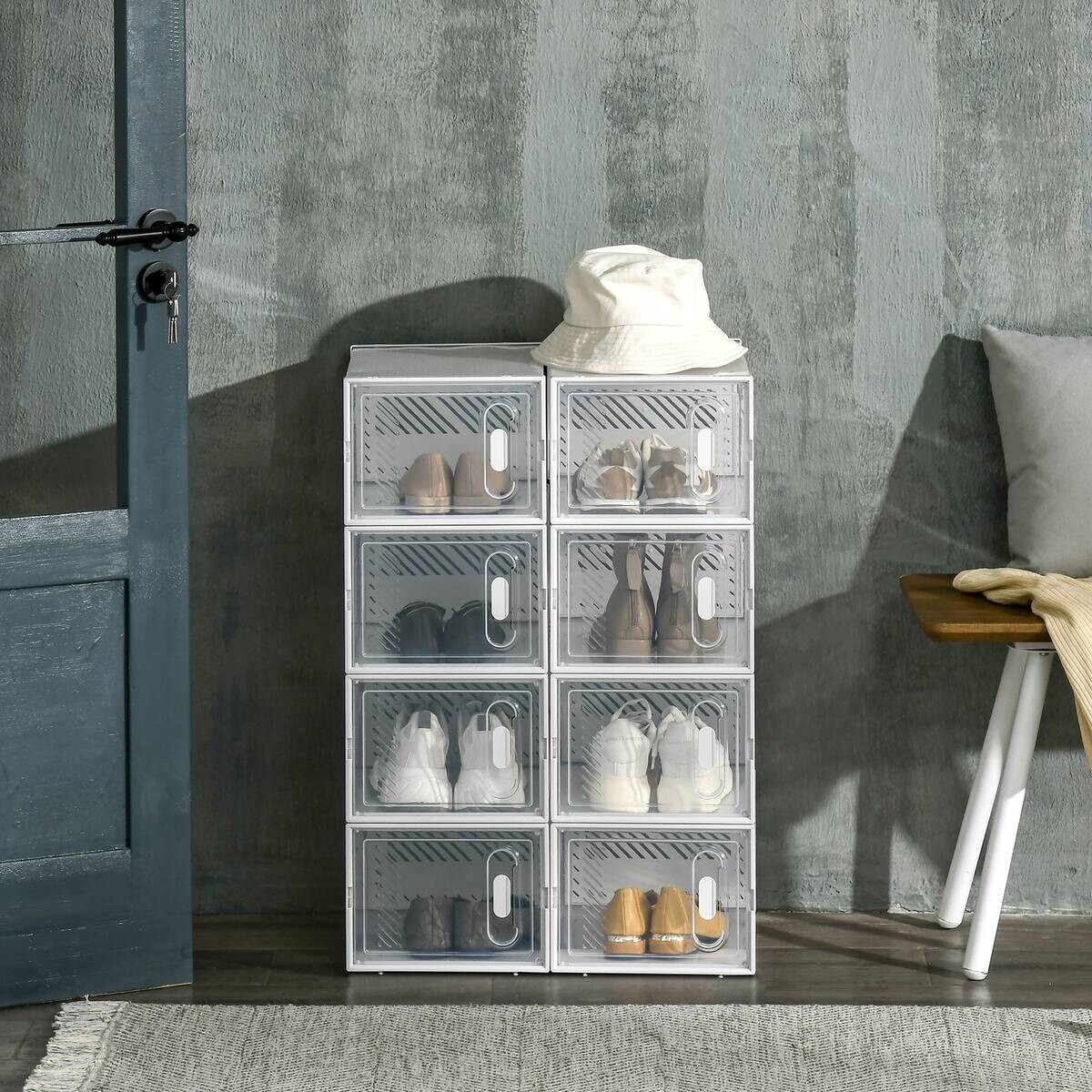 HOMCOM Schuhregal transparent Polypropylen B/H/L: ca. 35x25x19 cm