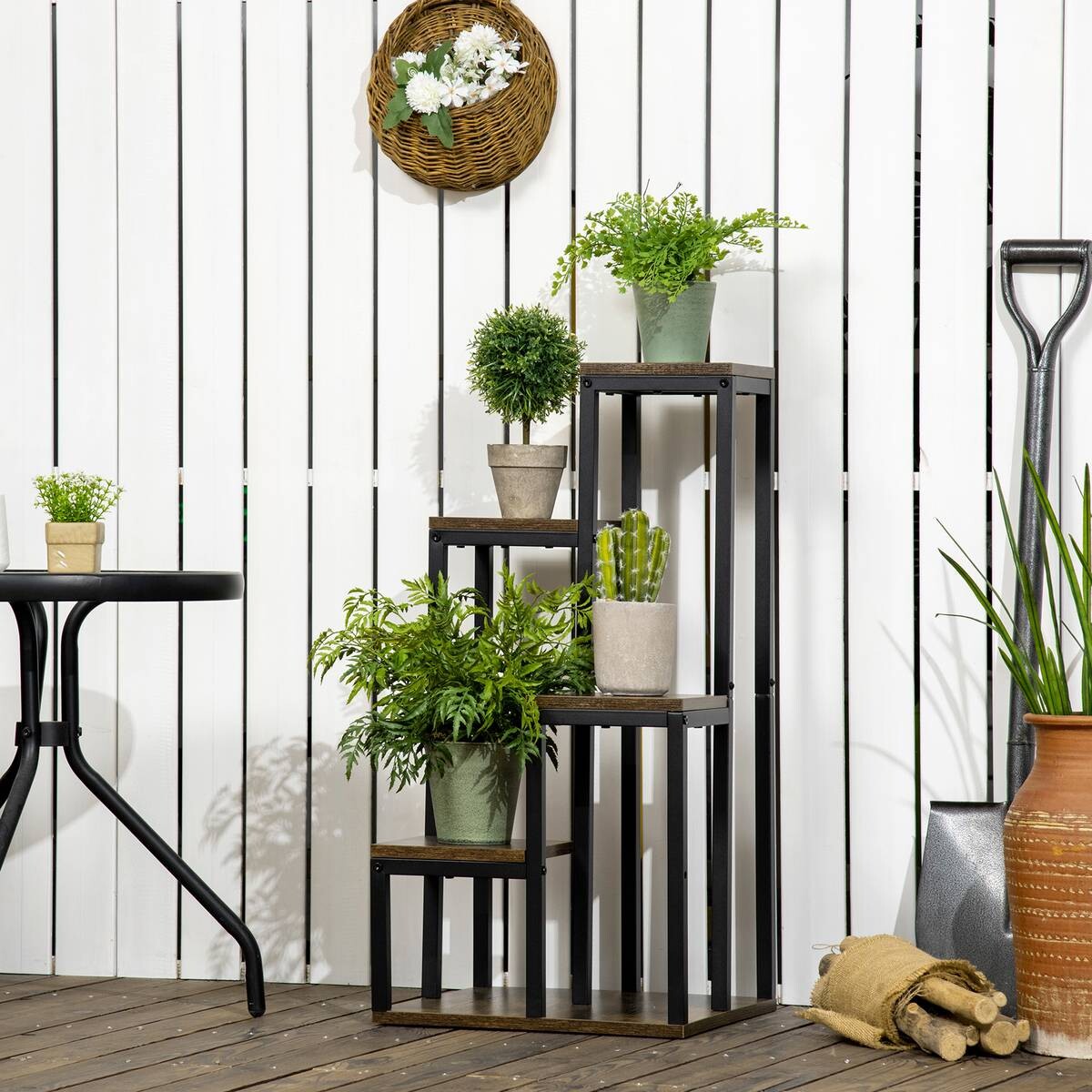 Outsunny Blumenständer braun MDF B/H/L: ca. 40x81x40 cm