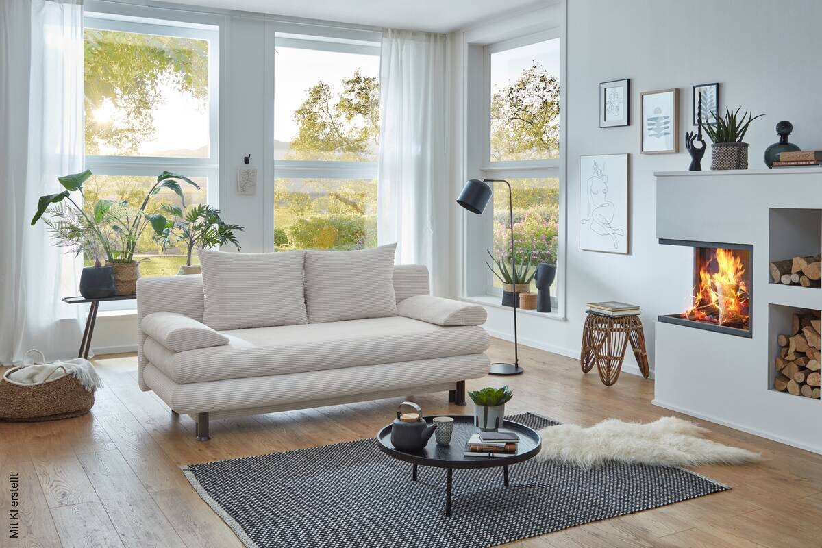 Schlafsofa Bern natur Microfaser B/H/T: ca. 190x93x92 cm