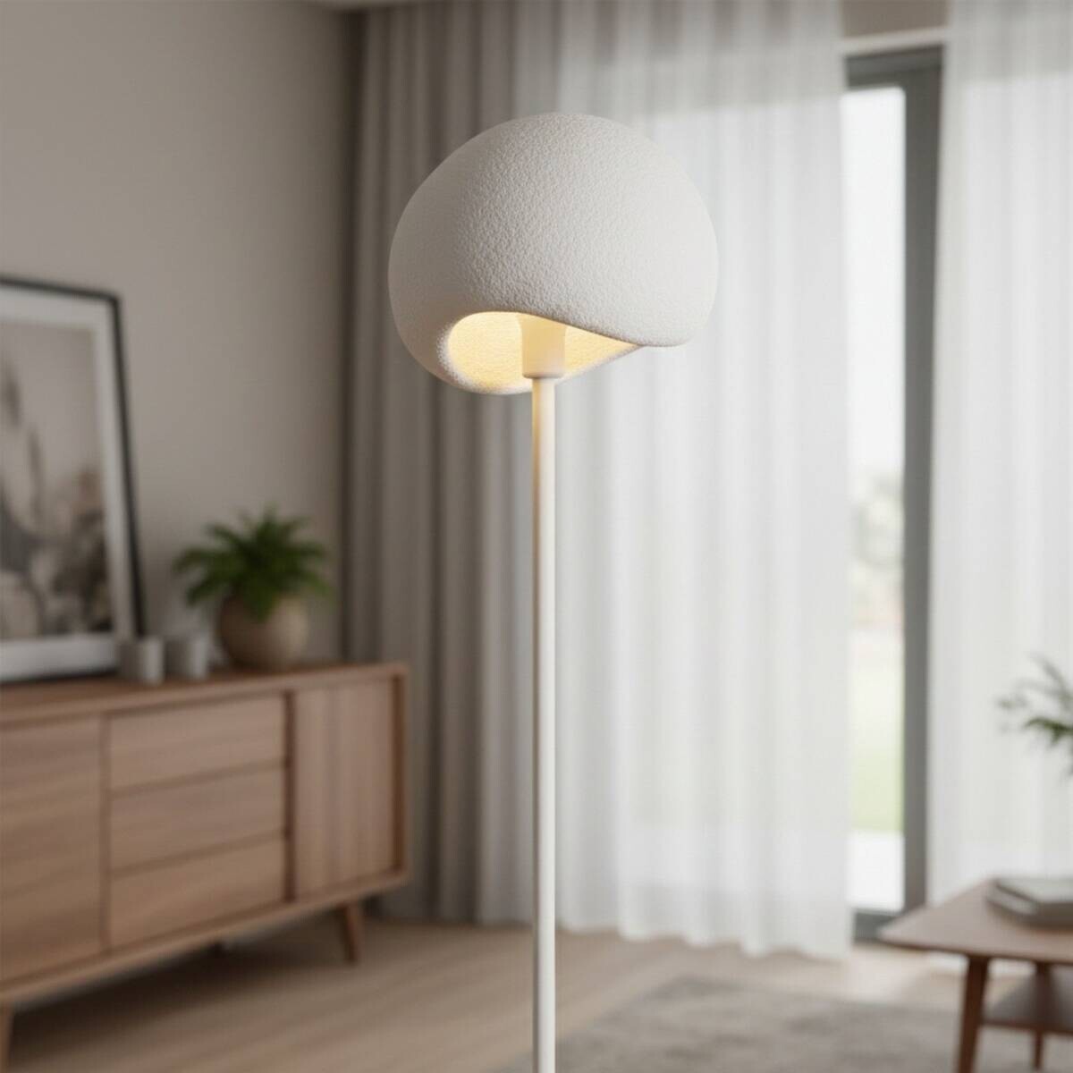 Opviq Stehlampe Yontu-15854 weiß Metall Polyester-Mischgewebe B/H/L: ca. 29x170x34 cm E27 1 Brennstellen