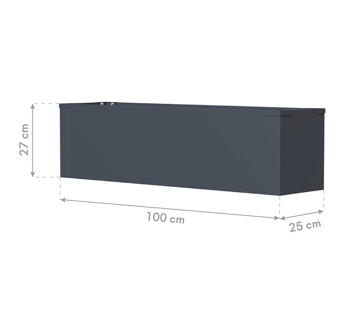 Westmann Pflanzkasten Talus anthrazit Metall B/H/L: ca. 100x27x25 cm