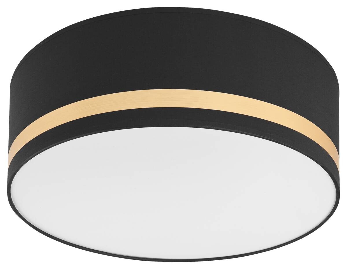 Lamkur Deckenleuchte GLORIA 48222 schwarz gold Kunststoff Textil PVC H/L: ca. 16x35 cm E27 2 Brennstellen