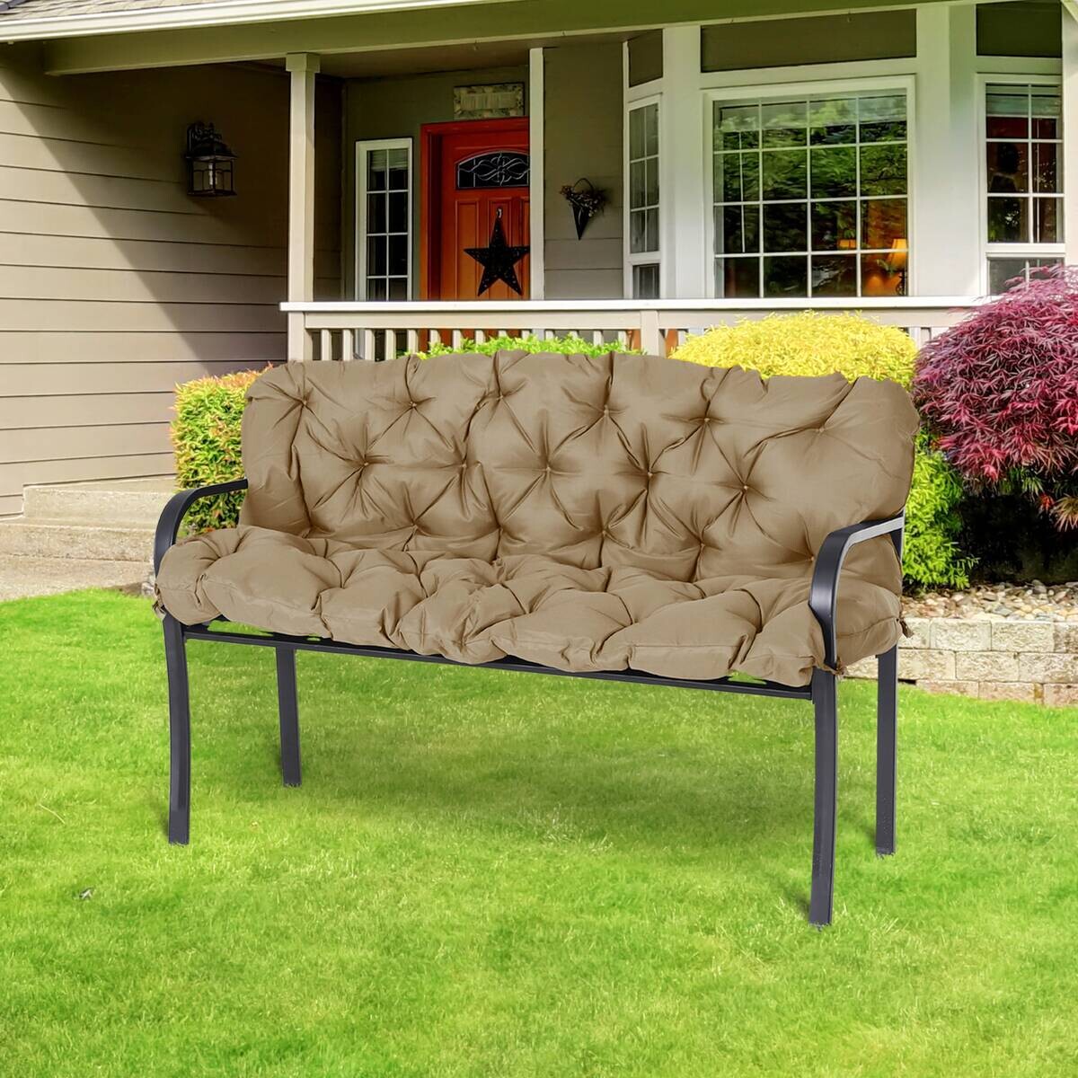 Outsunny Bankauflage khaki Schaumstoff B/H/L: ca. 98x8x150 cm