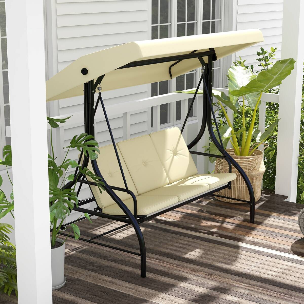 Outsunny Hollywoodschaukel beige Stahl B/H/L: ca. 117x175x195 cm