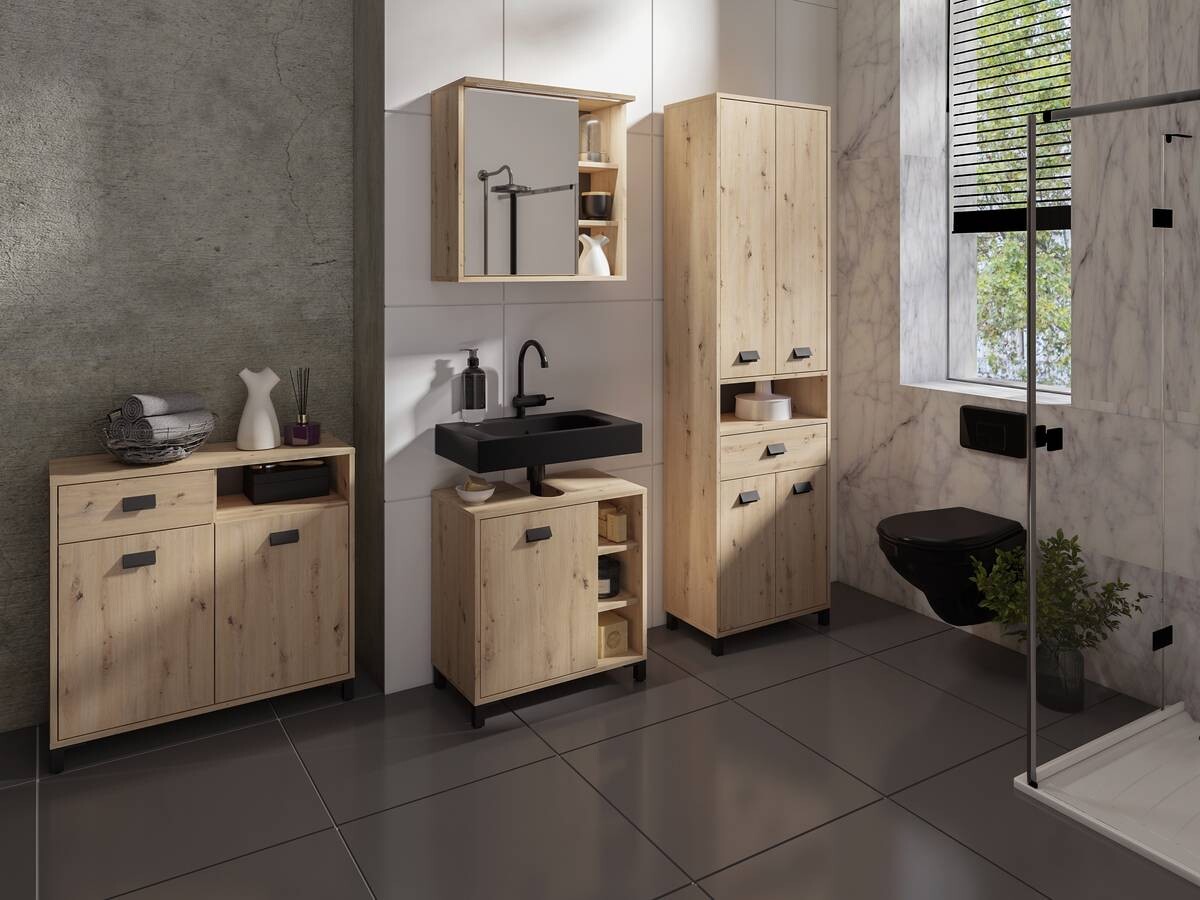 Spiegelschrank WELLNESS Eiche Artisan Nachbildung B/H/T: ca. 60x61x28 cm