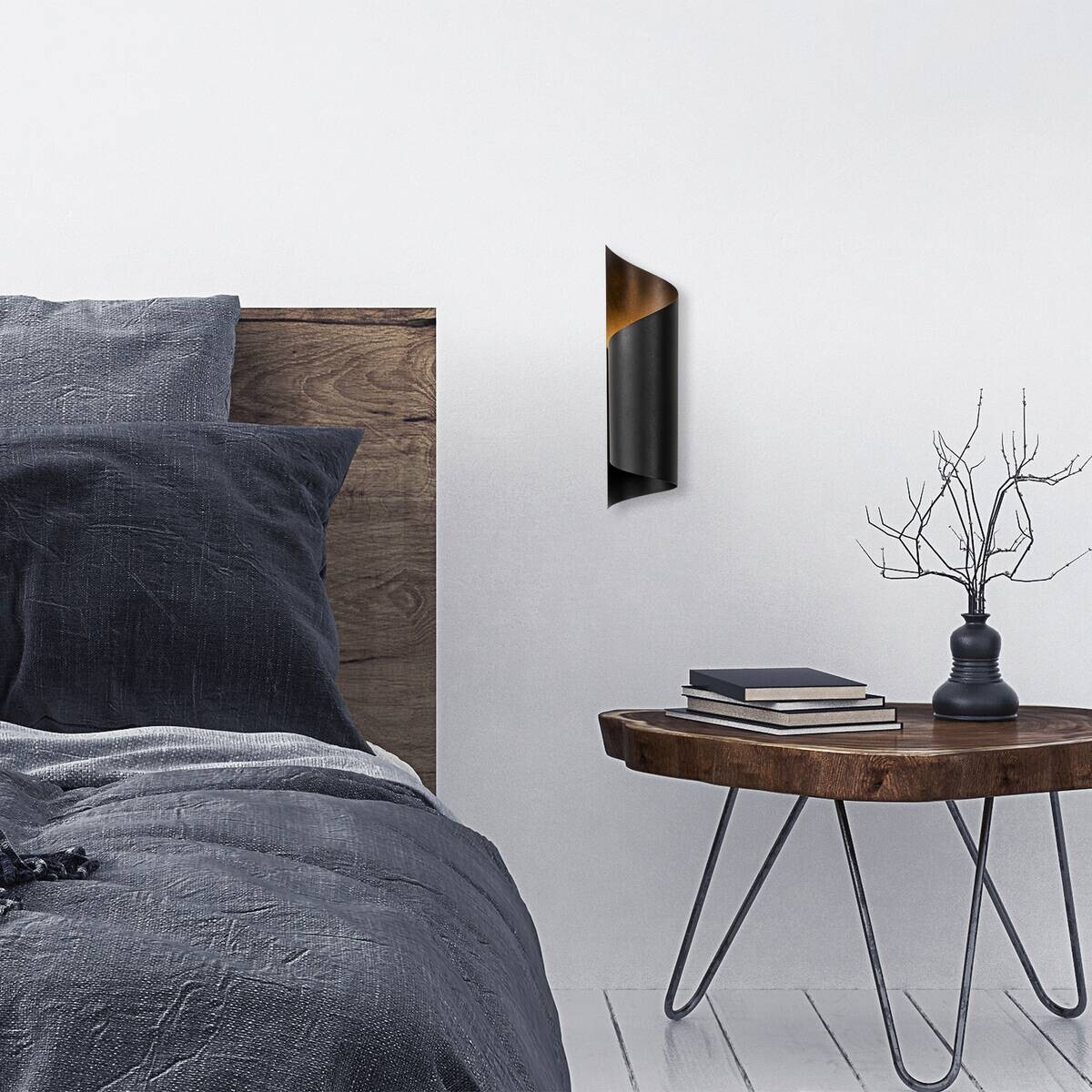 Opviq Wandleuchte Sivani schwarz Eisen B/H/T/L: ca. 16x35x16x10 cm E27 1 Brennstellen