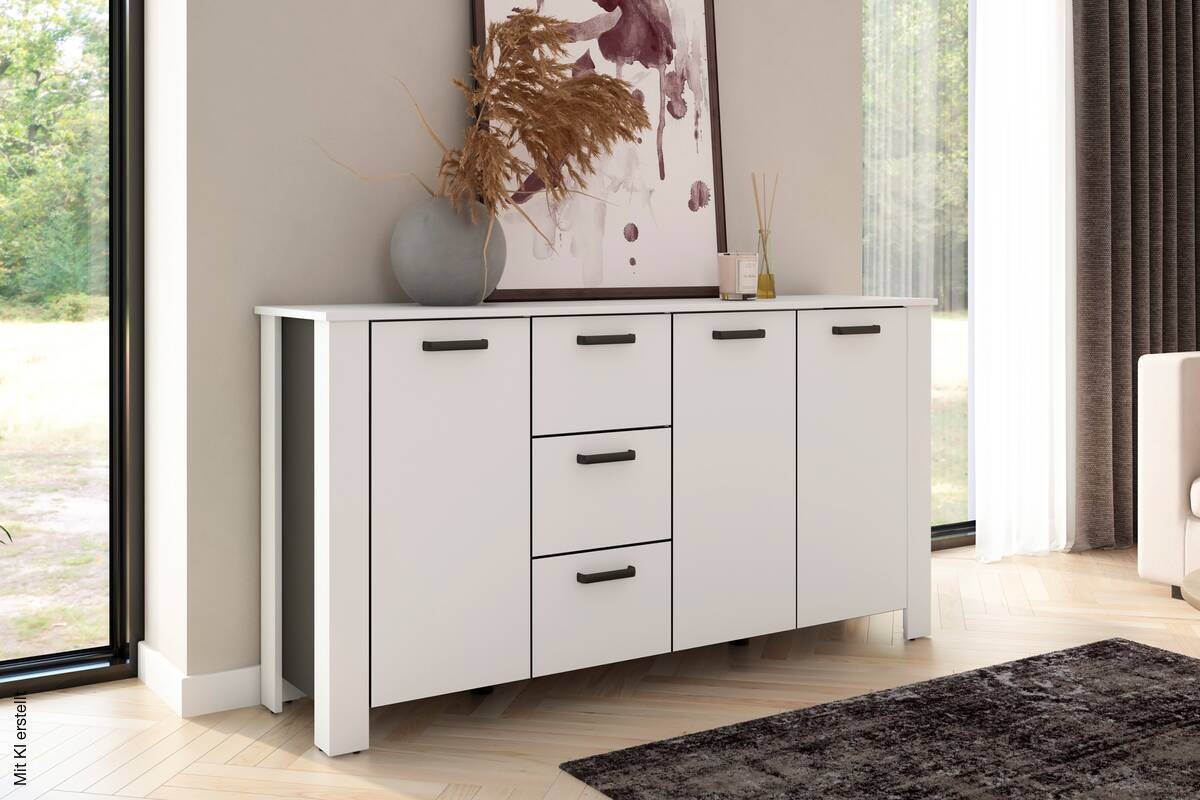 Sideboard FARO weiß schwarz B/H/T: ca. 160x84x40 cm
