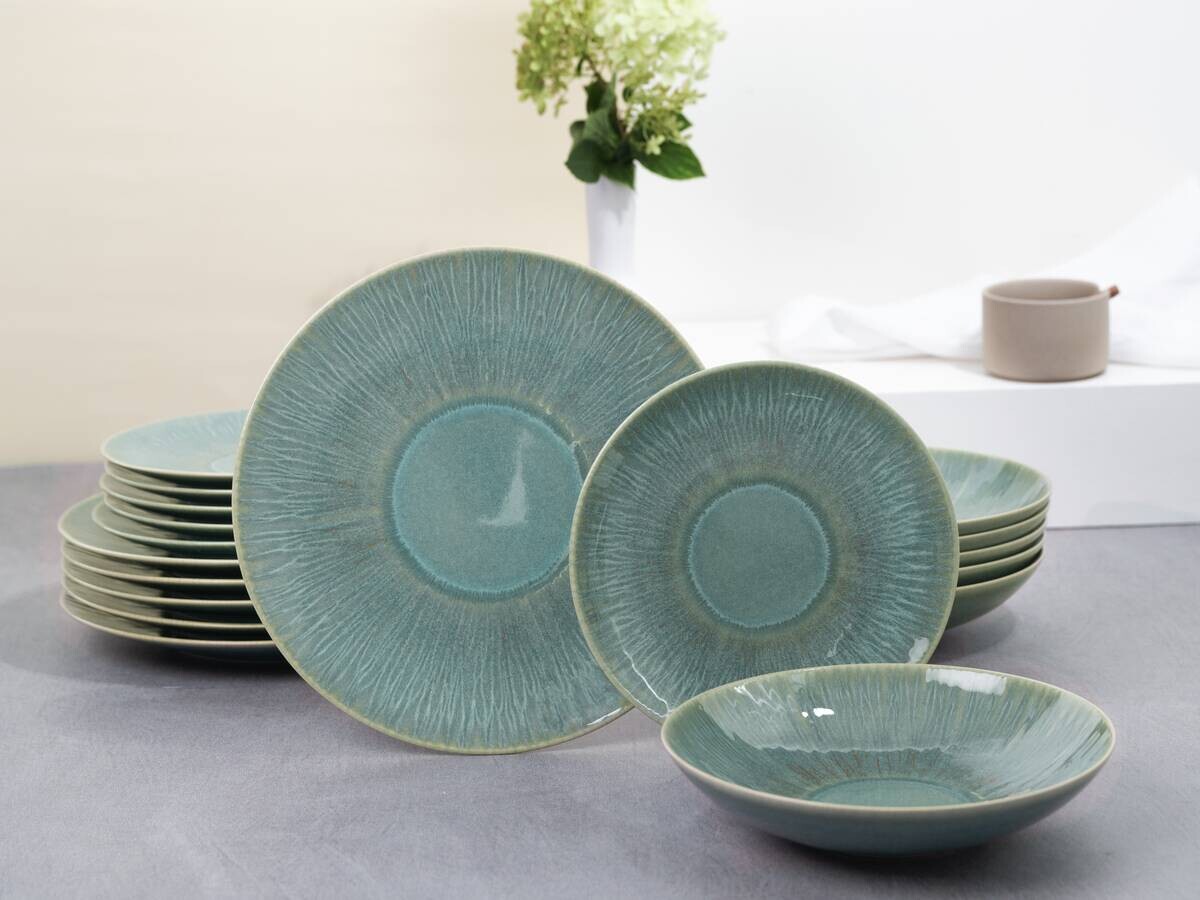 CreaTable Tafelservice Sea Breeze grün Steinzeug 18 tlg.