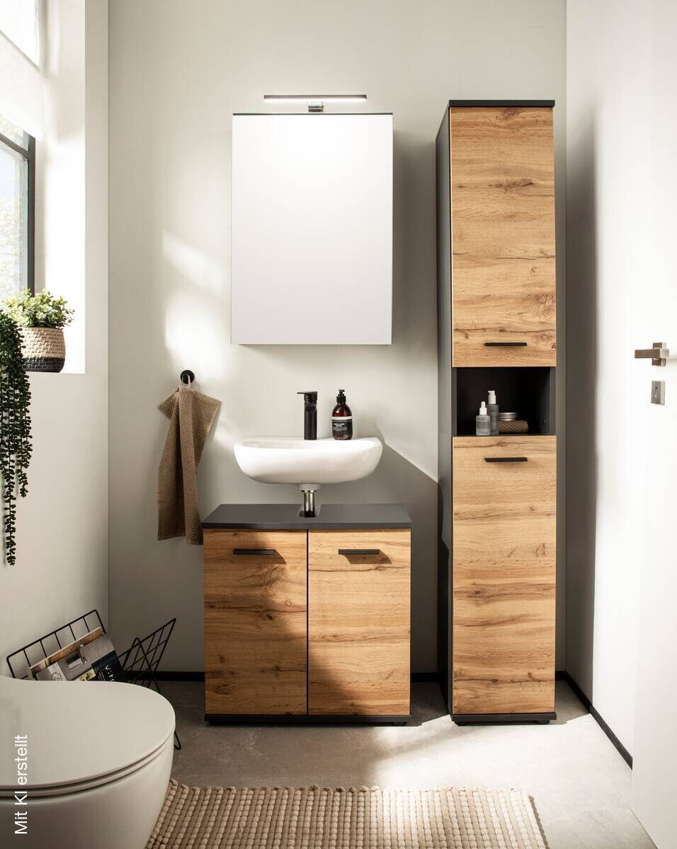 Waschbeckenunterschrank Lanos Eiche Nachbildung anthrazit B/H/T: ca. 60x60x33 cm