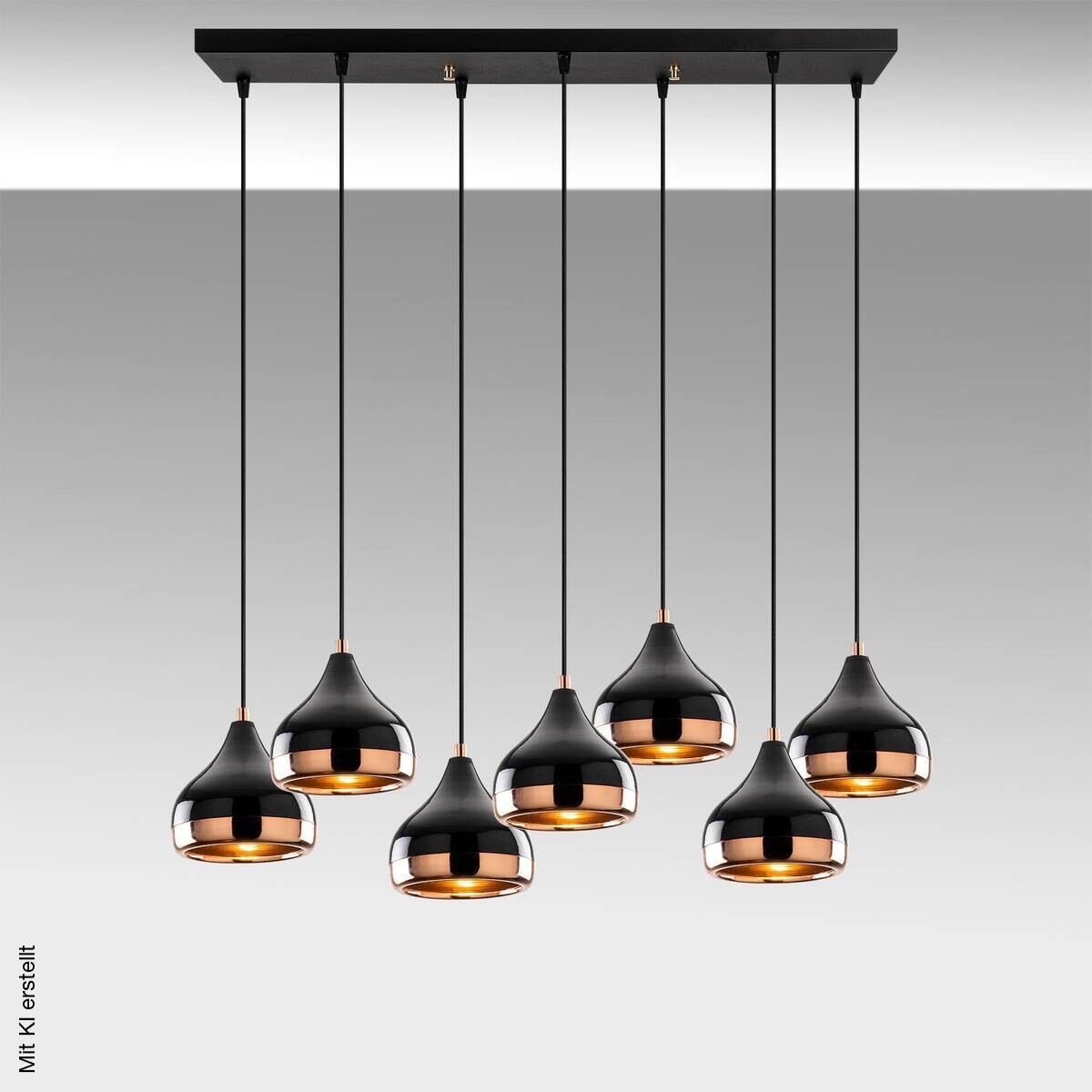 Opviq Pendelleuchte Yildo-6894 schwarz B/H/T/L: ca. 88x112x36x88 cm E27 7 Brennstellen