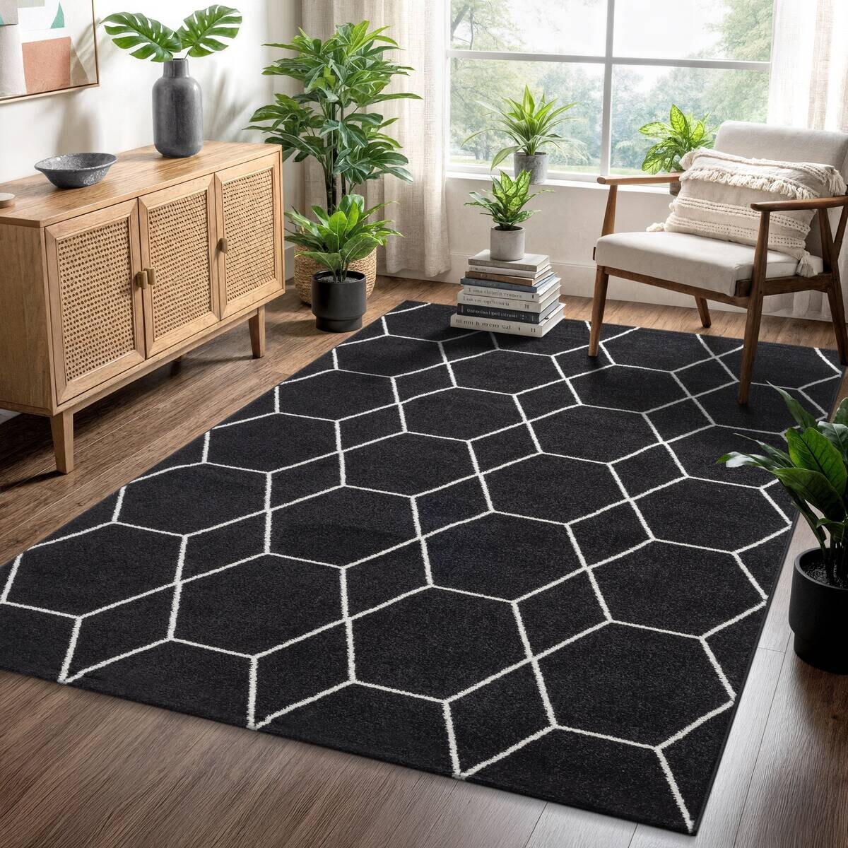 Sanat Teppich Trellis schwarz B/L: ca. 120x170 cm