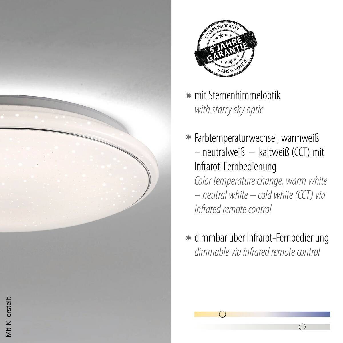 Just Light Deckenleuchte 14364-16 weiß Metall Kunststoff H/D: ca. 10x44 cm