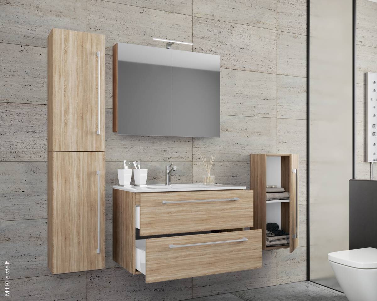 Waschplatz 5tlg-Badinos Eiche Sonoma Nachbildung B/H/T: ca. 80x50x46 cm