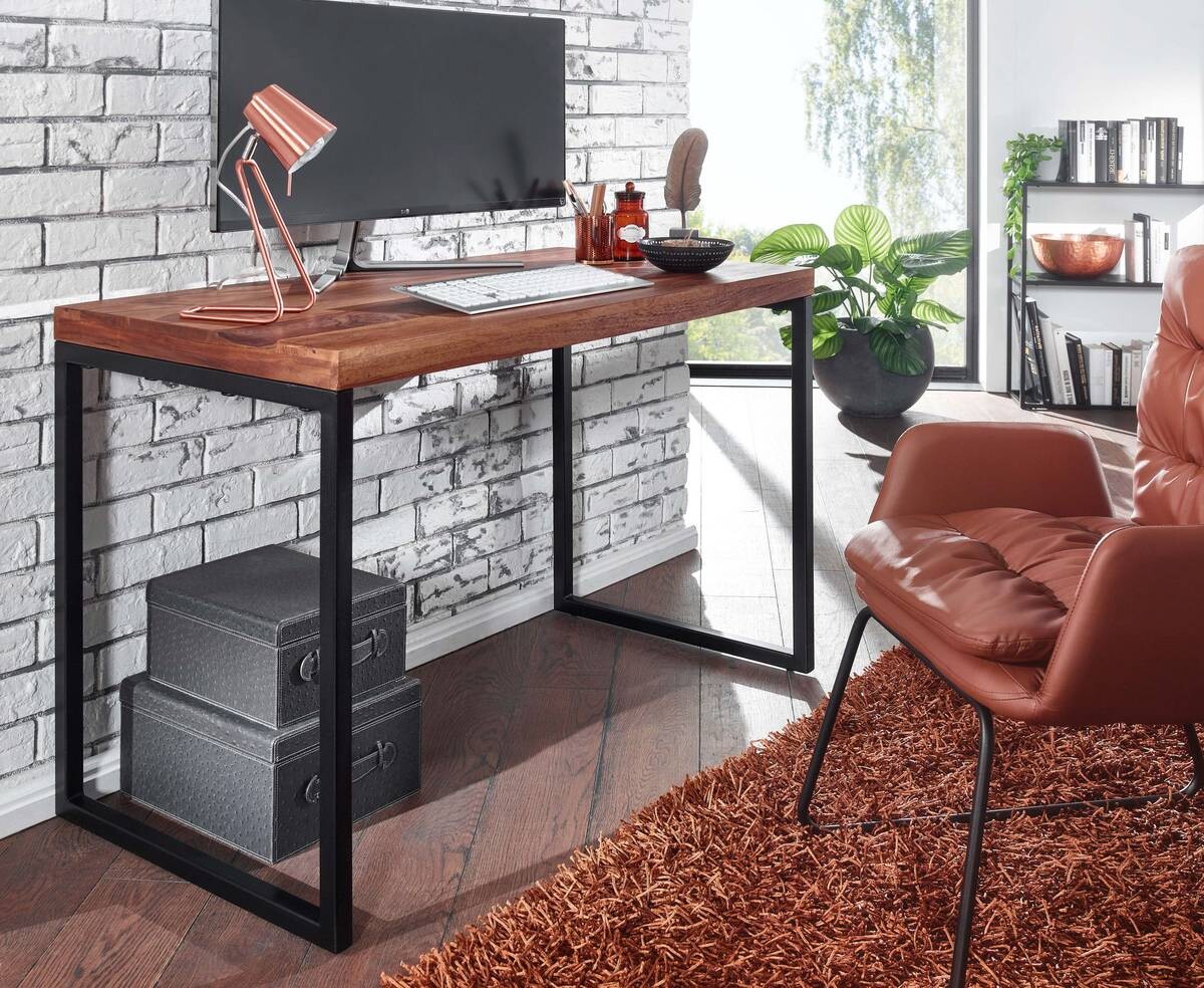 Schreibtisch natur schwarz pulverbeschichtet B/H/T: ca. 117x76,5x59 cm