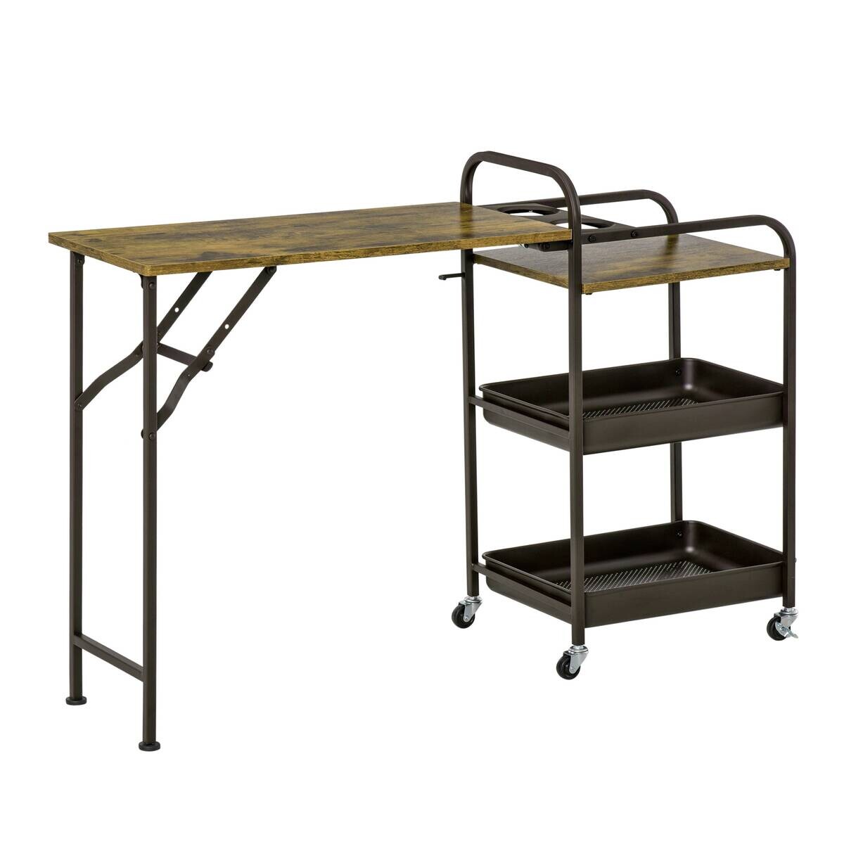 HOMCOM Küchenwagen braun Polypropylen B/H/L: ca. 36,5x118x82 cm