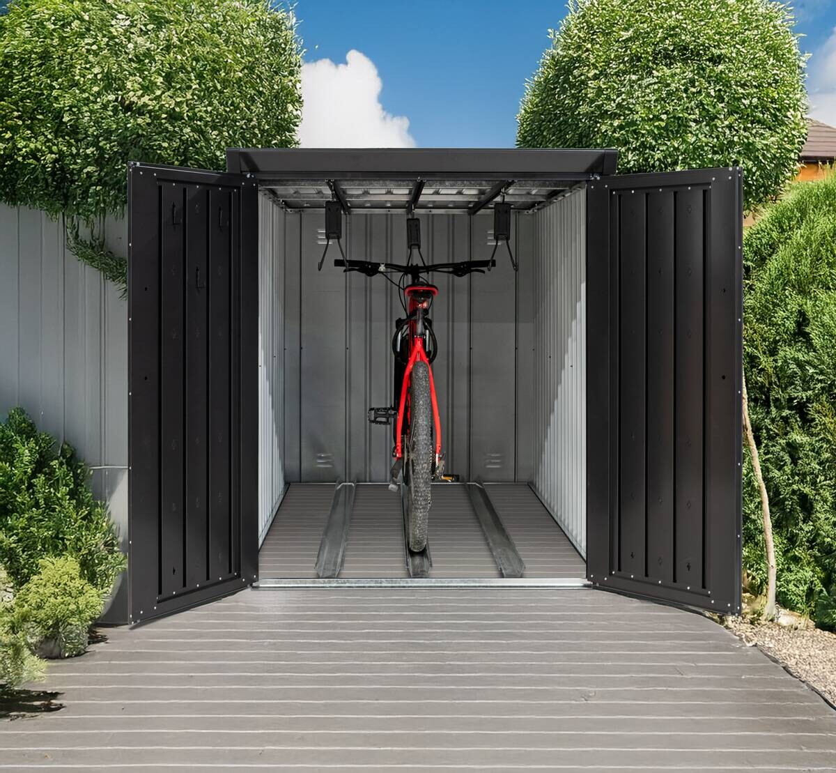 Westmann Fahrradgarage Velos schwarz B/H/L: ca. 133x151x222 cm